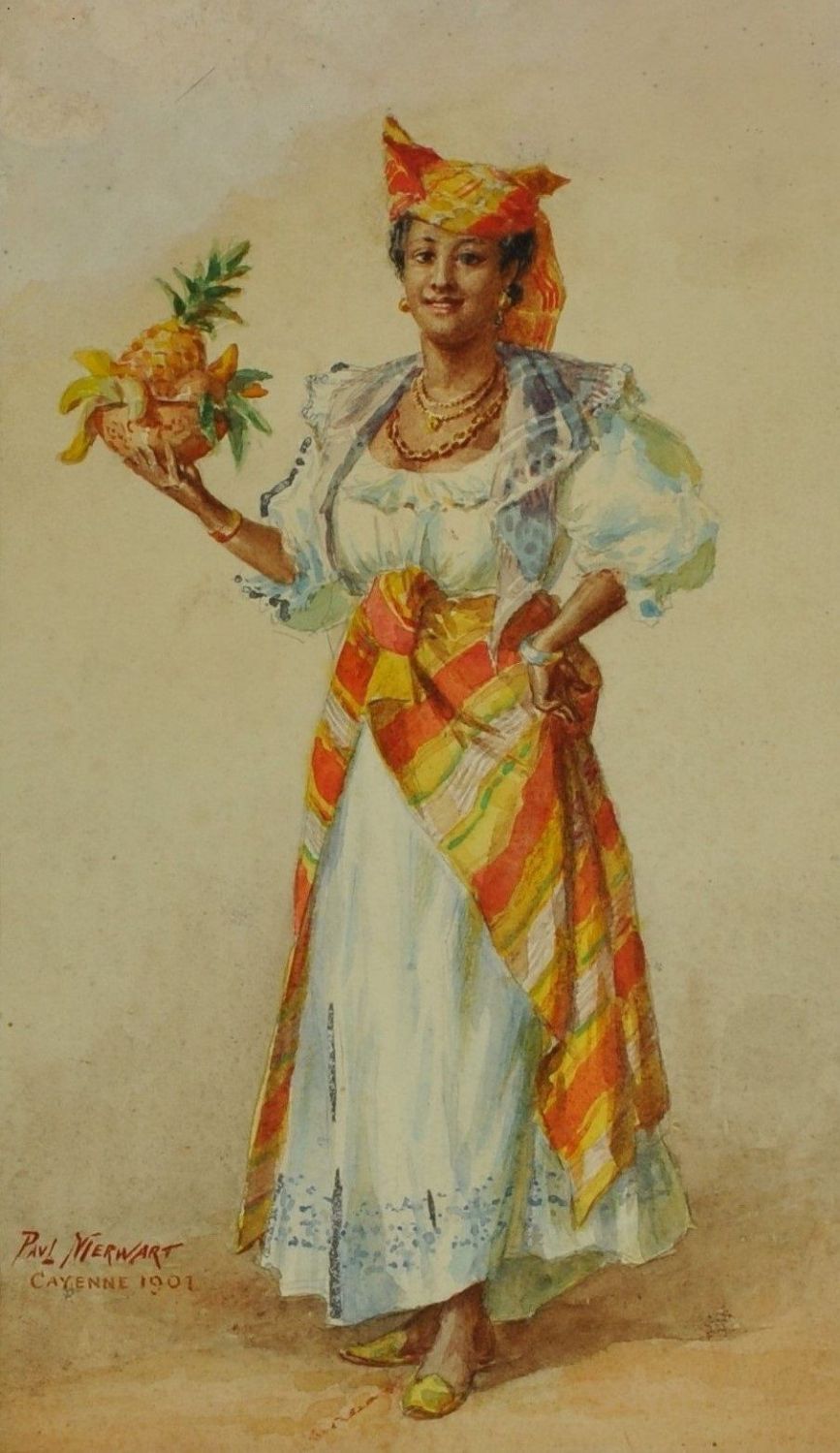 Oeuvre : Précisions - Femme créole en tenue typique - Paul MERWART- (titre  d'usage)